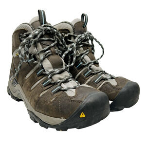 KEEN Gypsum Waterproof Leather Lace Up Mid Top Hiking Boots Brown Womens Sz 6.5